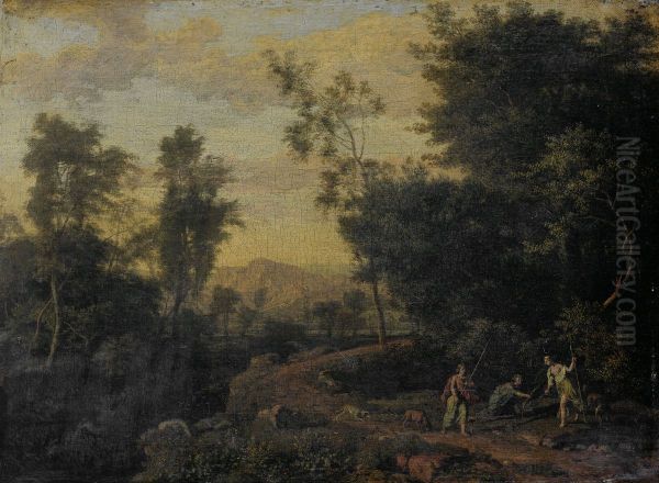Landscape with Diana Hunting Oil Painting by Abraham Genoels
