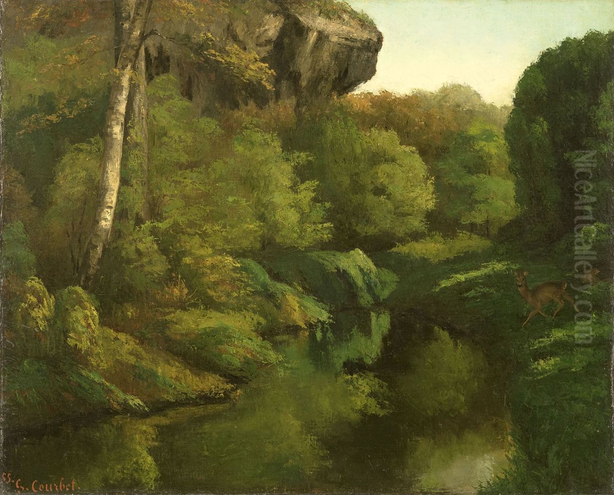View in the Forest of Fontainebleau Oil Painting by Gustave Courbet