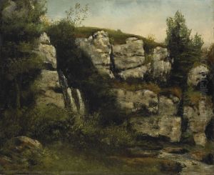 Landscape with Rocky Cliffs and a Waterfall