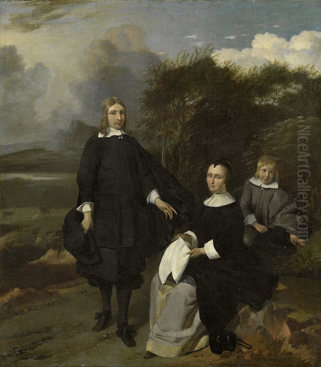 Familiegroep in een landschap Oil Painting by Barend Graat