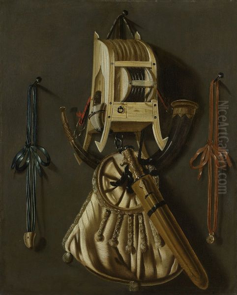 Stilleven met jachtgerei Oil Painting by Johannes Leemans