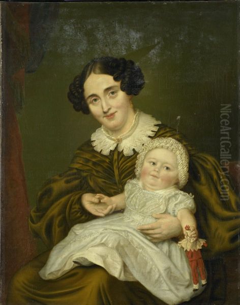 Mevrouw Carp en haar zoontje Oil Painting by Louis Moritz