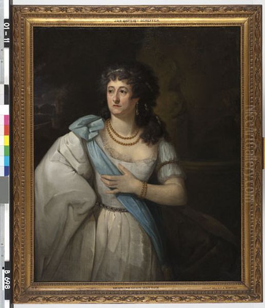 Joanna Cornelia Ziesenis-Wattier (1762-1827). Toneelspeelster, in de rol van Elfride in het gelijknamige toneelstuk van Friedrich Justin Bertuch Oil Painting by Johann Baptist Scheffer
