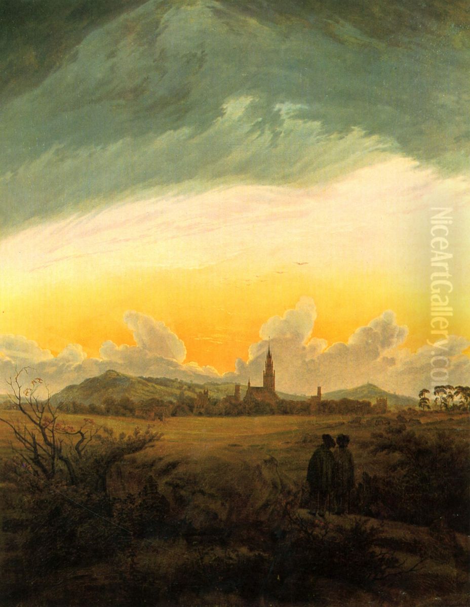 Neubrandenburg (Neubrandenburg in the morning mist) Oil Painting by Caspar David Friedrich