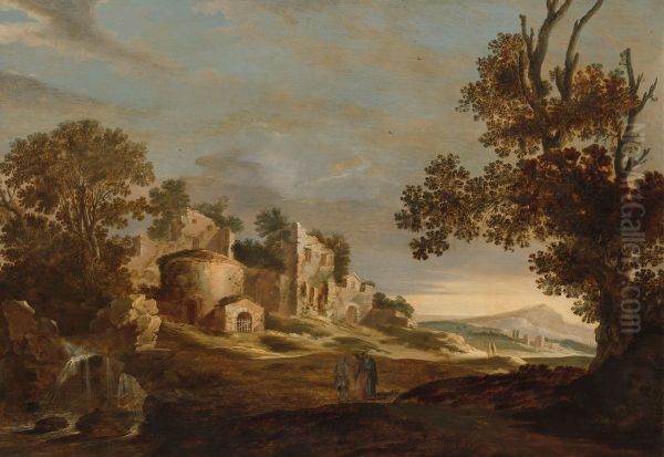 Landschap met de Emmausgangers Oil Painting by Charles Cornelisz. de Hooch