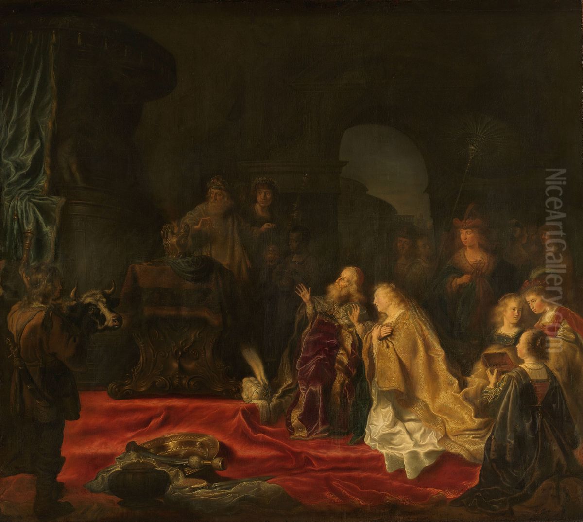 De afgoderij van koning Salomo Oil Painting by Salomon Koninck