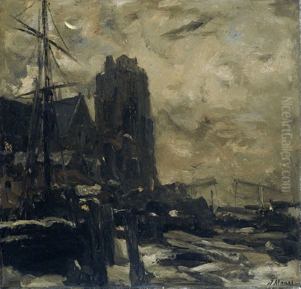 Dordrecht bij avond Oil Painting by Jacob Maris