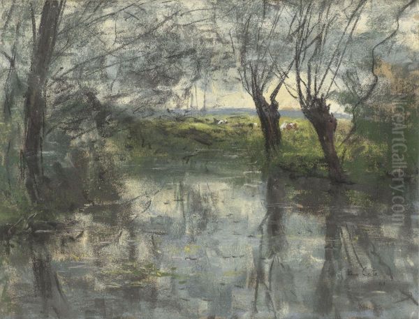 Bosvijver Oil Painting by Siebe Johannes ten Cate