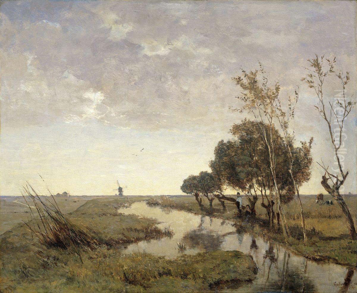 Een wetering bij Abcoude Oil Painting by Paul Joseph Constantine Gabriel