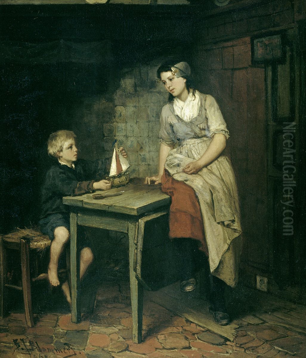 The Fisherman's children Oil Painting by Bernard Blommers
