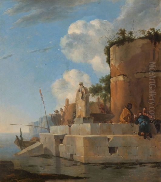 A Coastal Ruin in Italy Oil Painting by Jan Asselijn