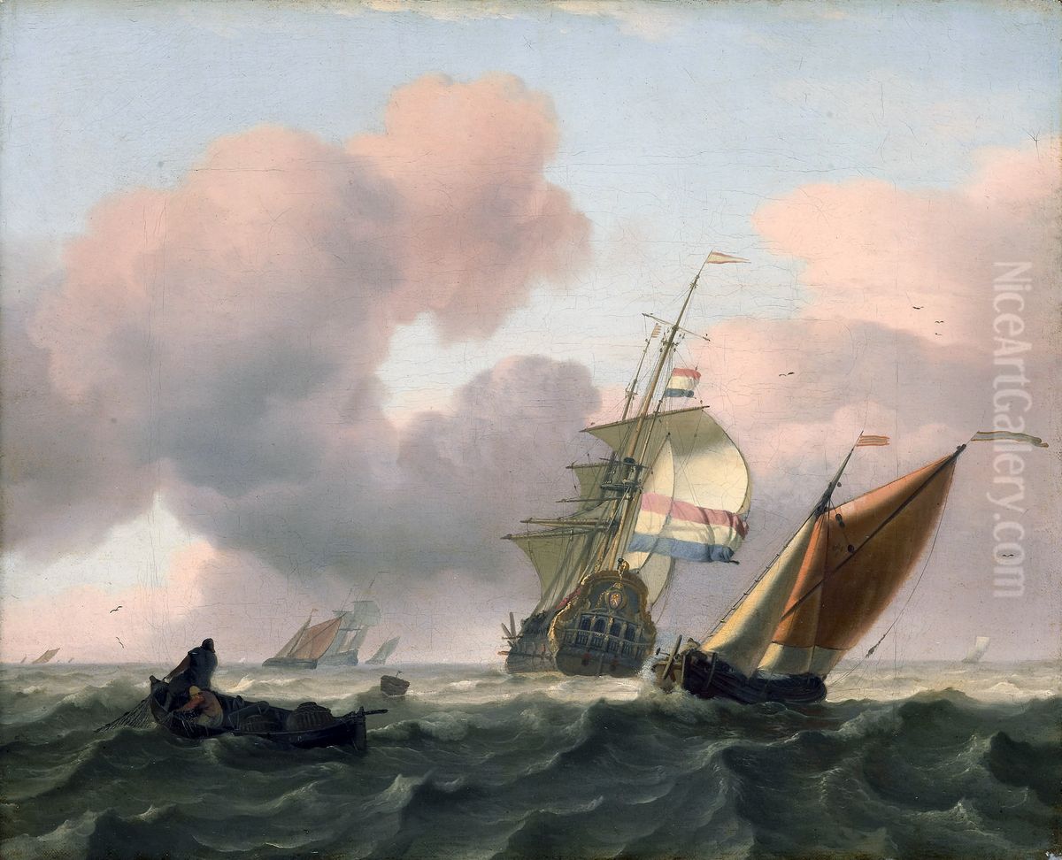 Rough sea with Ships Oil Painting by Ludolf Bakhuizen