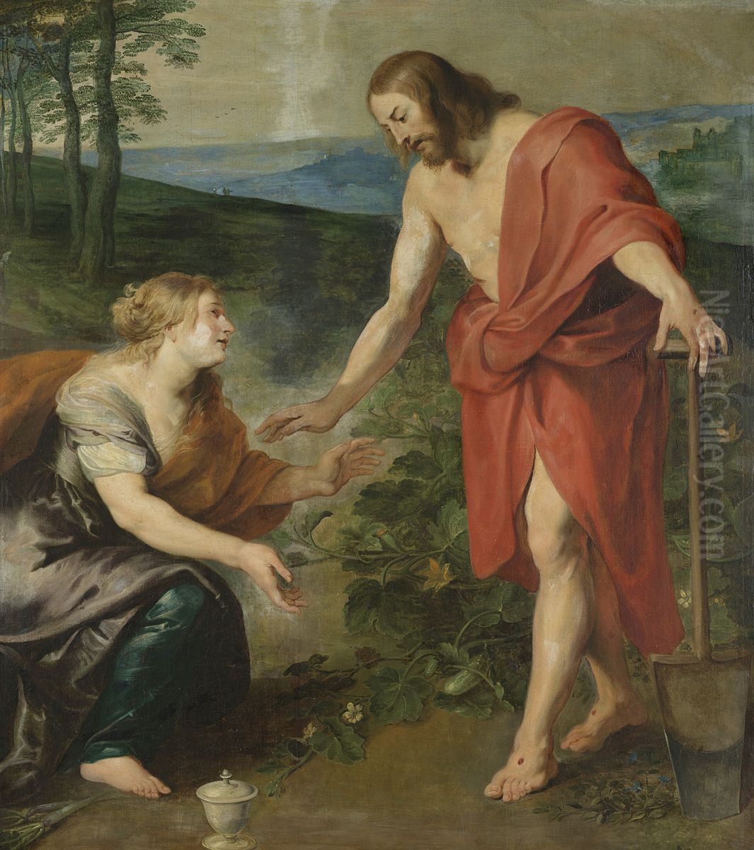 de ontmoeting van Christus en Maria Magdalena. Oil Painting by (studio of) Rubens, Peter Paul