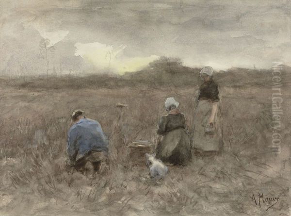 Aardappelrooiers Oil Painting by Anton Mauve