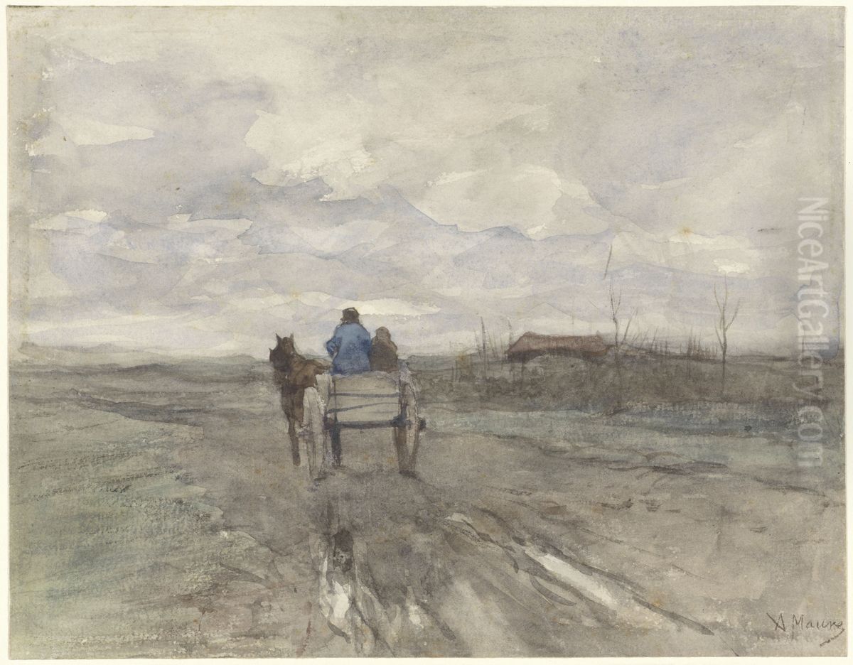 Boerenkar op een landweg Oil Painting by Anton Mauve