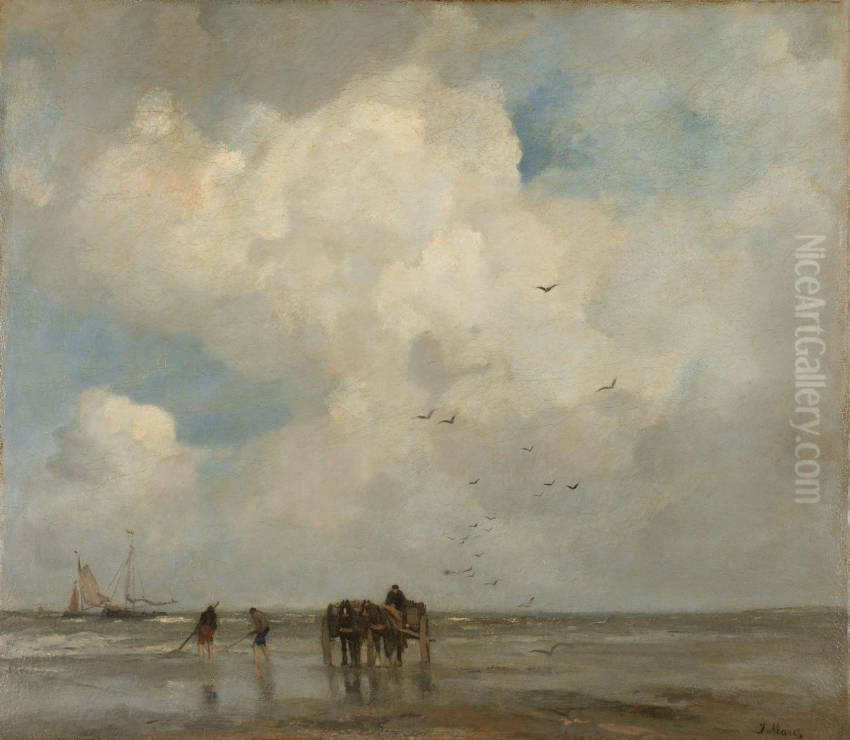 Schelpenvissen Oil Painting by Jacob Maris