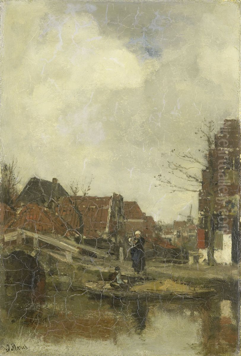 Oud buurtje aan het water Oil Painting by Jacob Maris