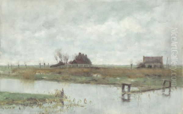 Aan de vaart Oil Painting by Geo Poggenbeek
