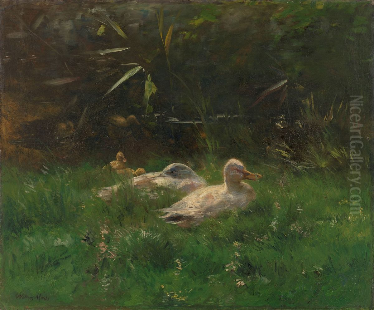 Eenden Oil Painting by Willem Maris