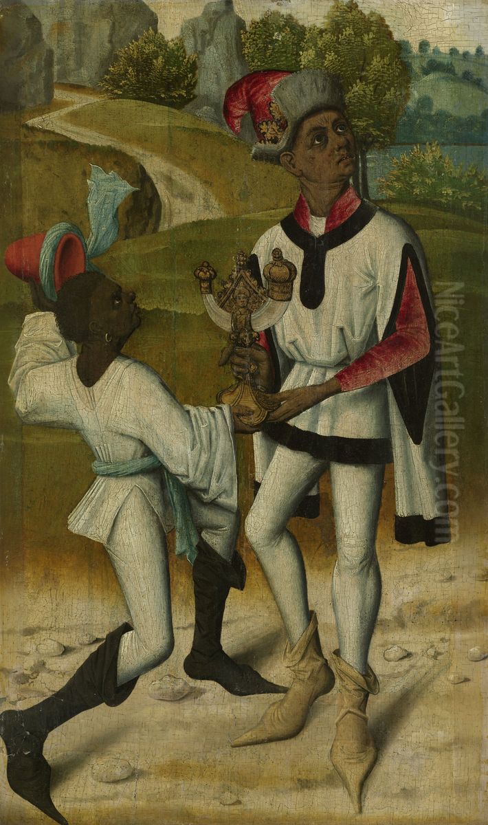 King Balthasar, one of the Three Magi, and a Servant Oil Painting by unknown