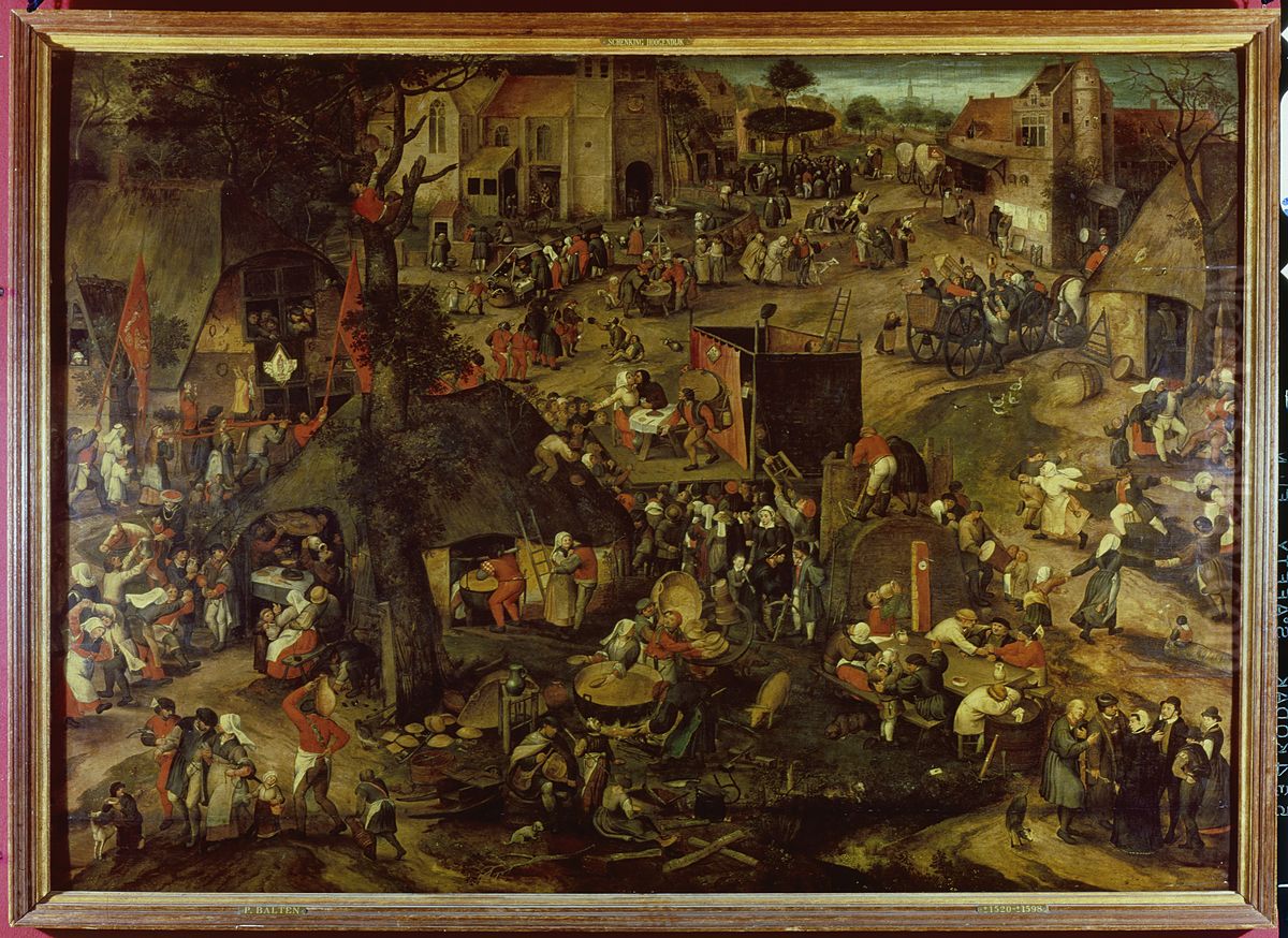 Een opvoering van de klucht 'Een cluyte van Plaeyerwater' op een Vlaamse kermis. Oil Painting by Pieter Balten Een opvoering van de klucht 'Een cluyte van Plaeyerwater' op een Vlaamse kermis. Oil Painting by Pieter Balten