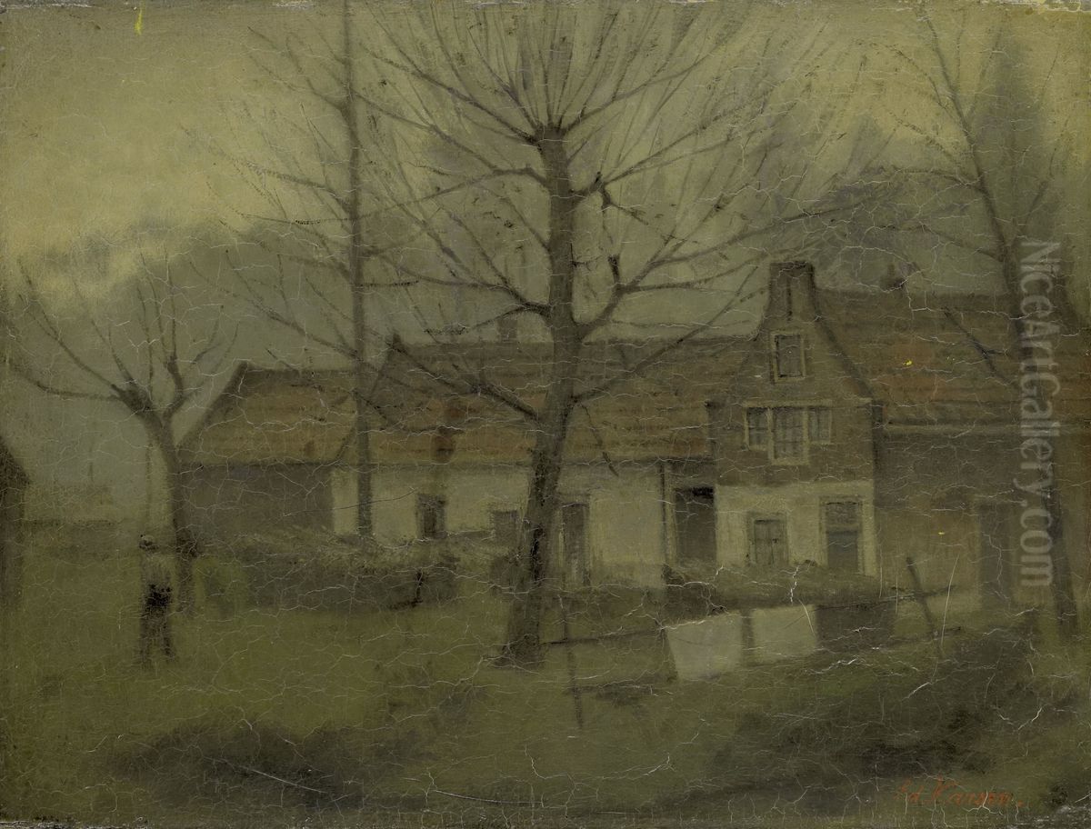 Dorpshuisjes Oil Painting by Eduard Karsen