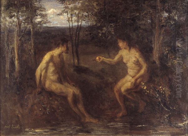 Adam and Eve Oil Painting by Jozef Israels
