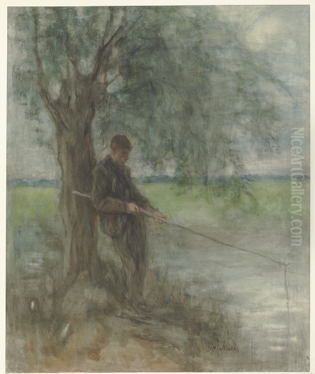 An Angler Oil Painting by Jozef Israels