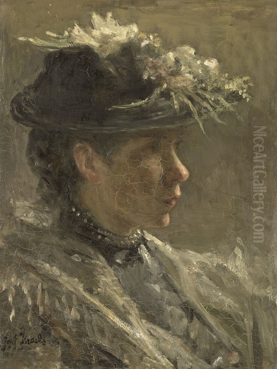 Model Study of Sijtje van Bemmel (1880-1963) Oil Painting by Jozef Israels