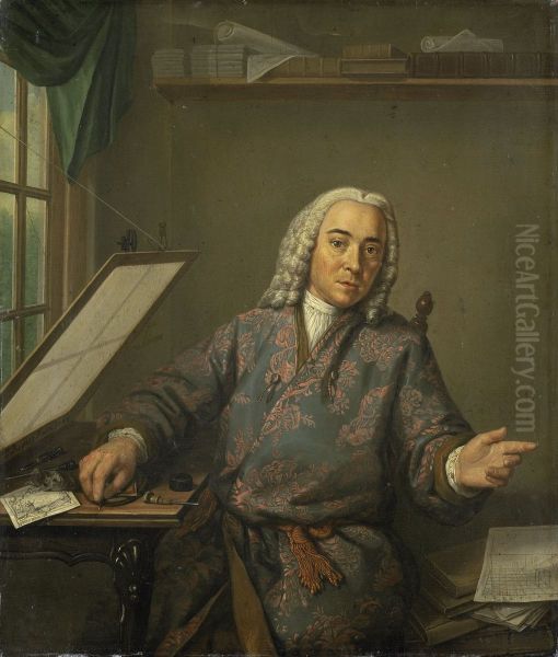 Jan Casper Philips (1700-65). Graveur Oil Painting by Tibout Regters