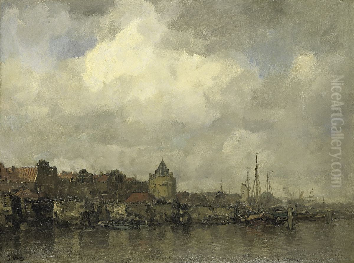 De Schreierstoren aan de Buitenkant te Amsterdam Oil Painting by Jacob Maris