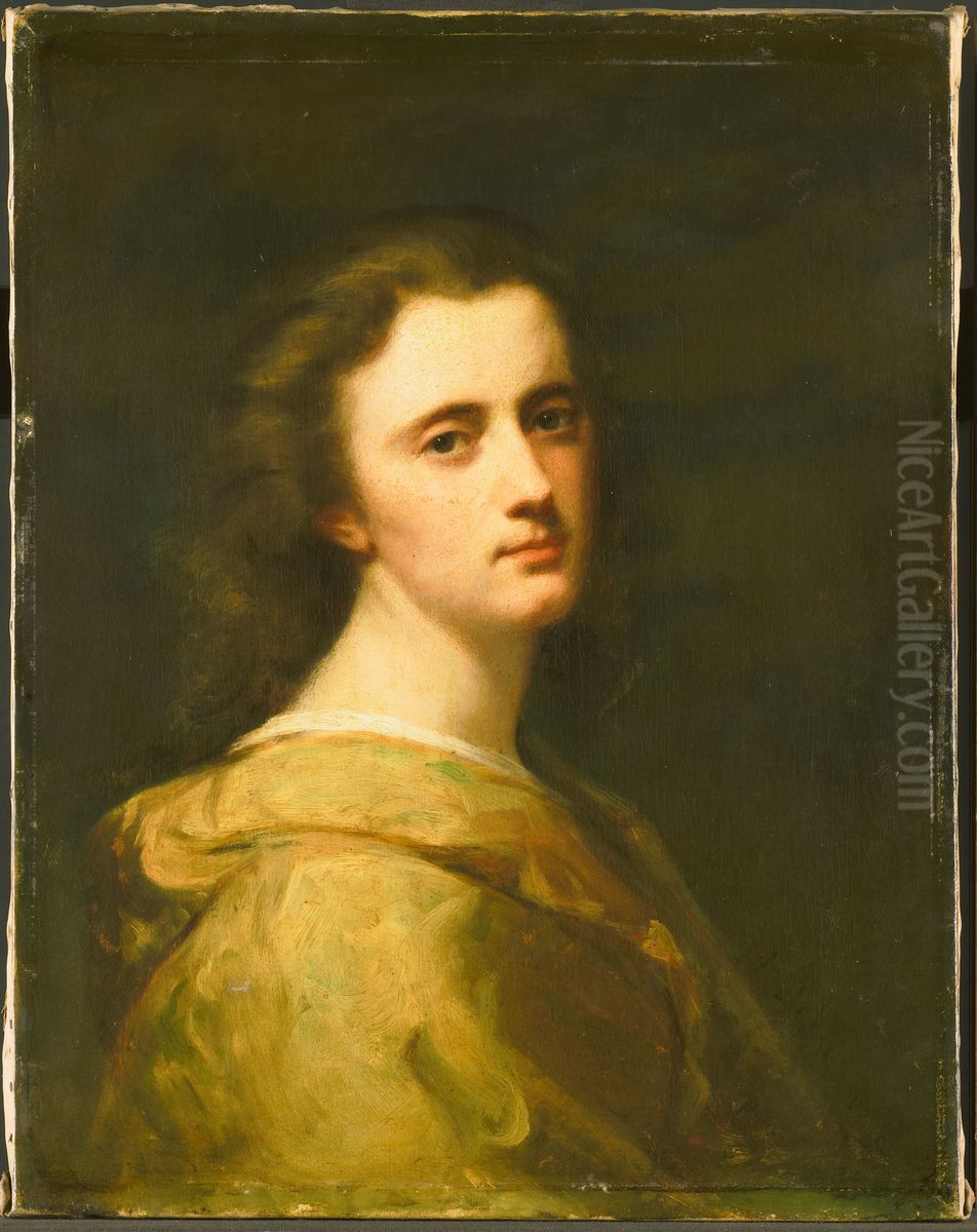 Portrait of Therese Schwartze, the Artist's Daughter, at 16 years of age Oil Painting by Johan Georg Schwartze