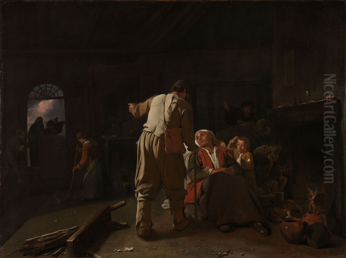 De zieken bezoeken Oil Painting by Michiel Sweerts
