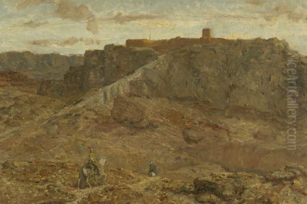 Berglandschap in Egypte Oil Painting by Marius Bauer
