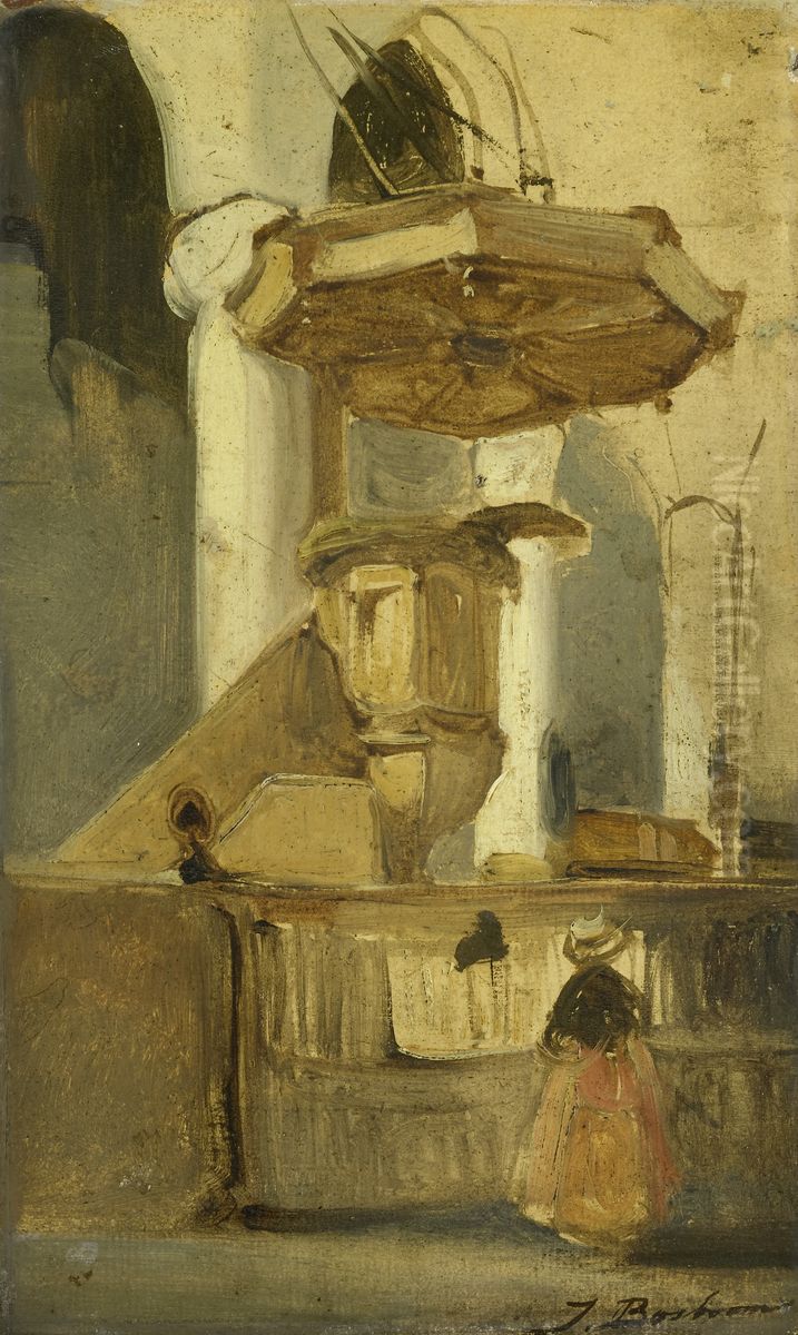 The Pulpit of the Church in Hoorn Oil Painting by Johannes Bosboom