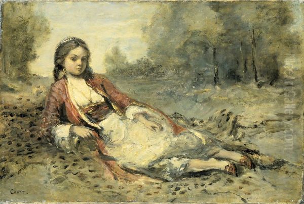 Algerienne Oil Painting by Jean-Baptiste Camille Corot