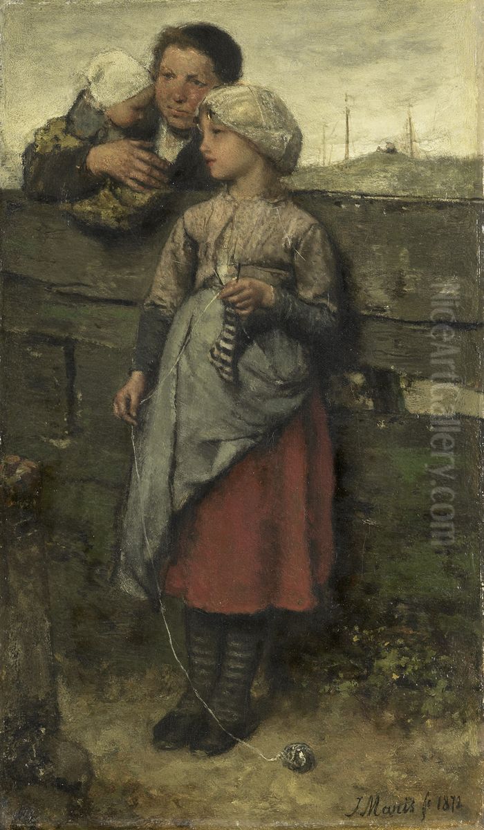 Villagers Oil Painting by Jacob Maris