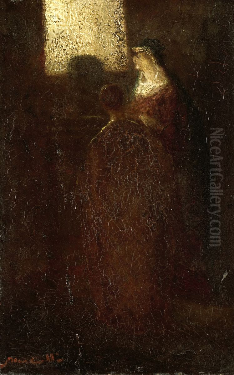 At the altar Oil Painting by Adolphe Joseph Thomas Monticelli