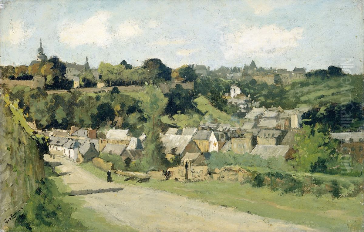 Gezicht op Dinan in Frankrijk Oil Painting by Geo Poggenbeek