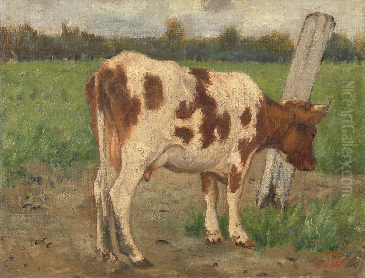 Cow Oil Painting by Geo Poggenbeek