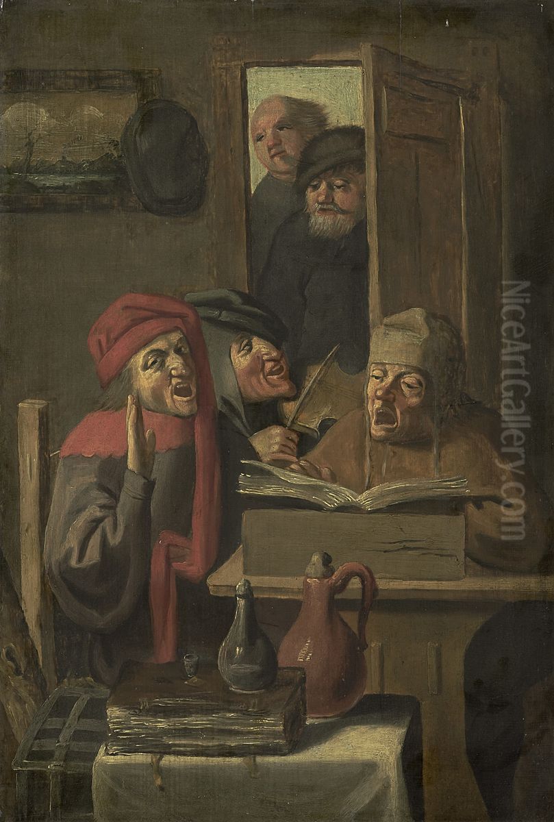Musicerend gezelschap Oil Painting by Adriaen Brouwer