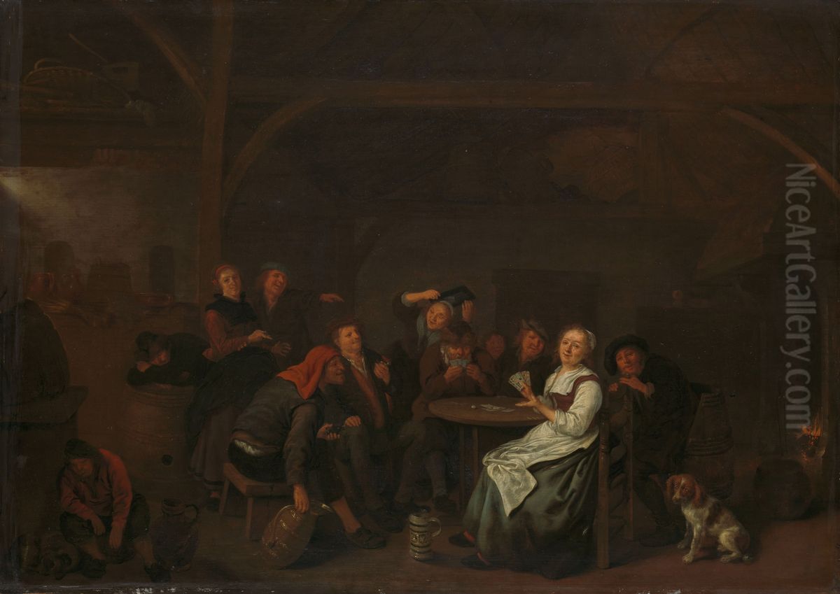 Het valse kaartspelen Oil Painting by Jan Miense Molenaer