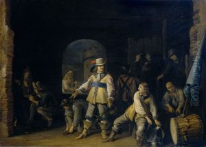 Wachtlokaal met soldaten