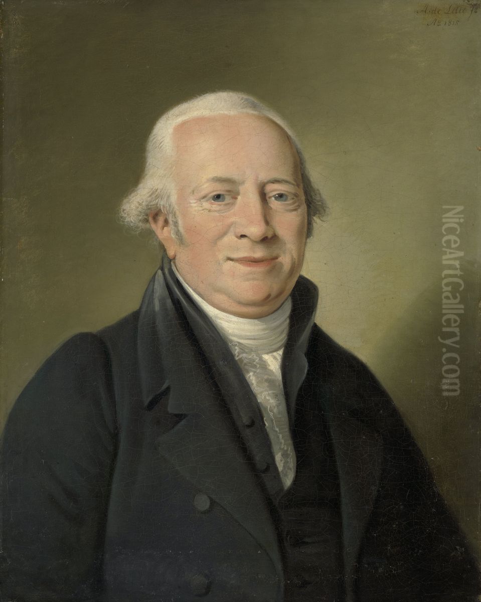 Cornelis Sebille Roos (1754-1820). Kunstkoper en -makelaar te Amsterdam en inspecteur van de Nationale Konst-Gallery op het Huis ten Bosch te Den Haag Oil Painting by Adriaan de Lelie