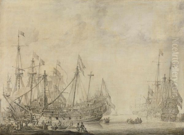Schepen na de slag Oil Painting by Willem van de Velde the Elder