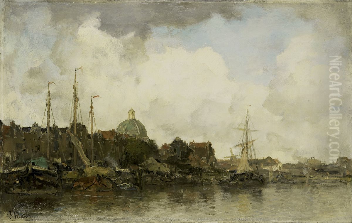 Cityscape with Domed Church Oil Painting by Jacob Maris
