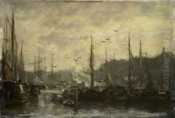 Harbour View Oil Painting by Jacob Maris