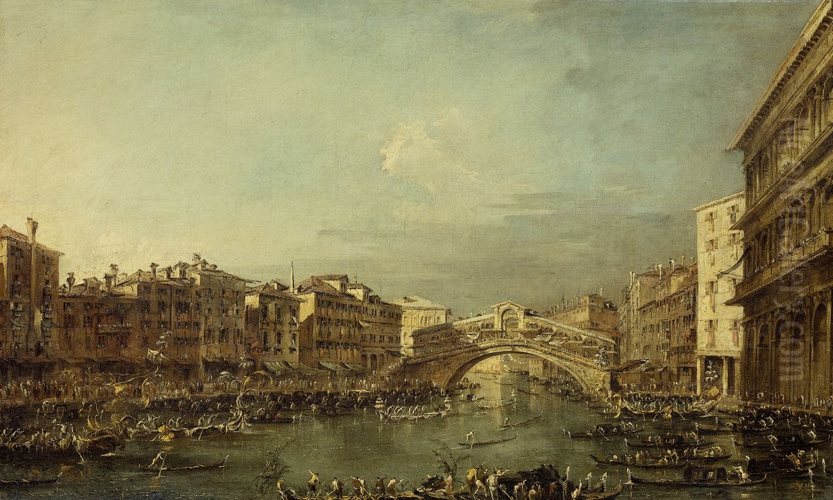 Regatta op het Canal Grande bij de Rialtobrug te Venetie Oil Painting by Francesco Guardi Regatta op het Canal Grande bij de Rialtobrug te Venetie Oil Painting by Francesco Guardi