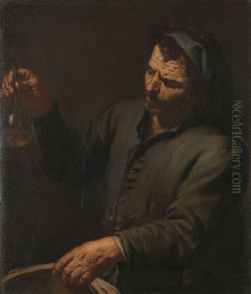 Man met urinaal in de hand Oil Painting by Antonio Zanchi