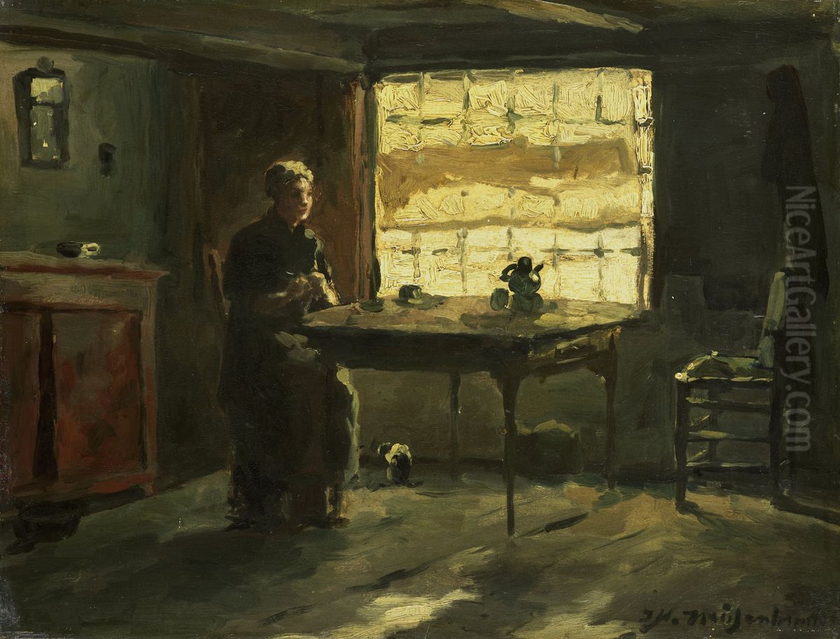 Boereninterieur Oil Painting by Johan Hendrik Weissenbruch